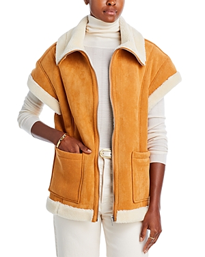 Blanknyc Faux Shearling Vest In Biscotti