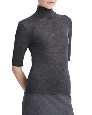 Vince Elbow Sleeve Wool Turtleneck Top