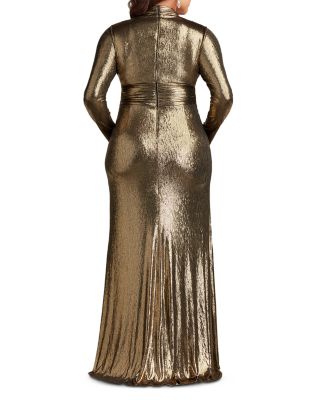 Plus Imanie Draped Lame Gown