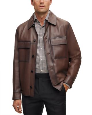 BOSS BOSS Mando Leather Shirt Jacket | Bloomingdale's