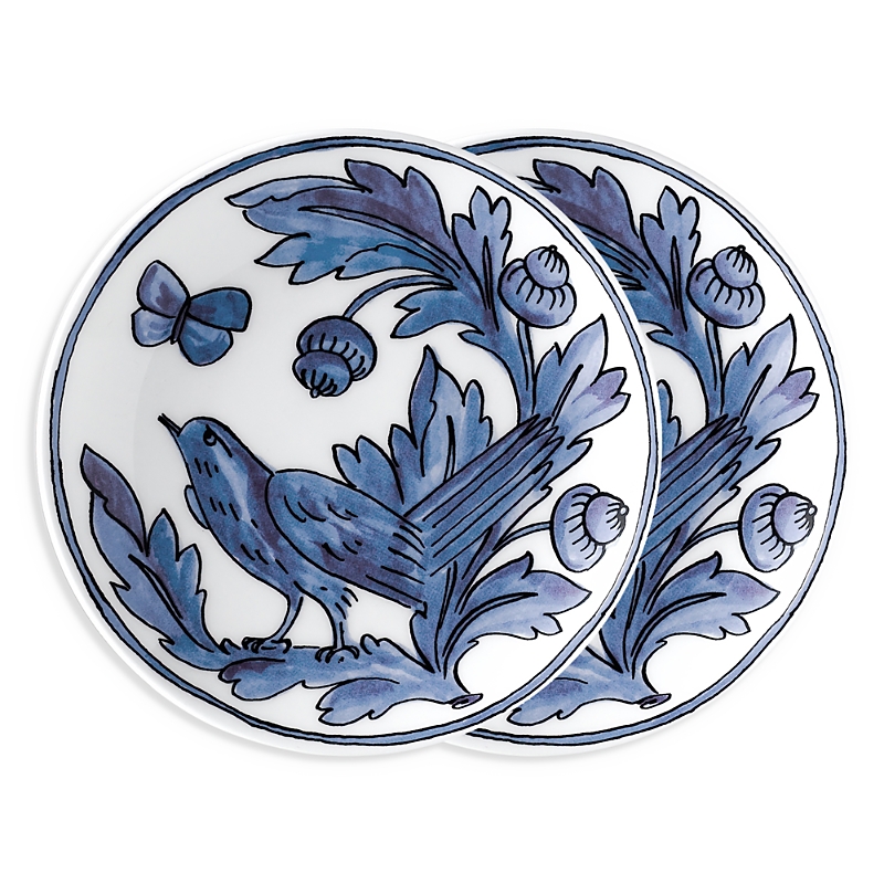 Prouna H. Blue Bird 7 Canape Bread Plate, Set Of 2 In Blue