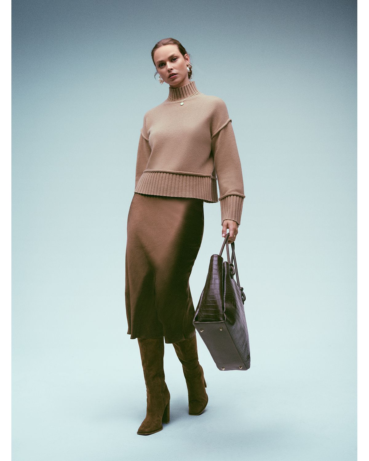 Midi Satin Slip Skirt - Exclusive thumbnail 2