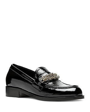 La Canadienne Dalilah Patent Chain Slip-on Loafers In Black