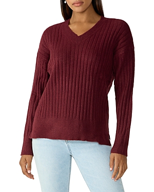 Sanctuary Ribbed V Neck Sweater In Sugar Plum