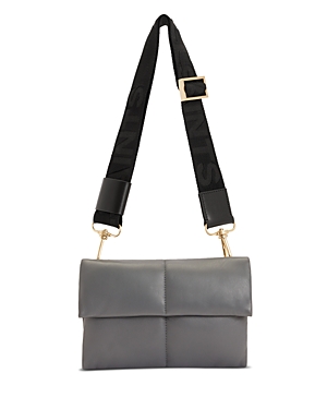 Allsaints Celeste Magnetic-closure Leather Crossbody Bag In Slate Grey