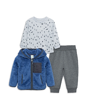 Little Me Boys' Faux Sherpa Jacket, Printed Top & Pants Set - Baby