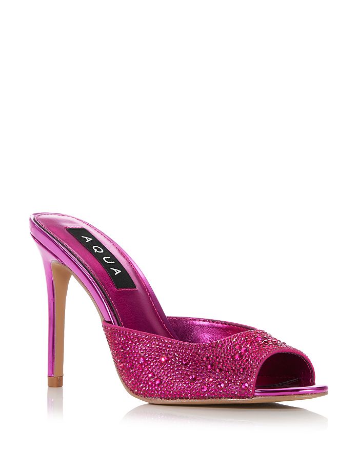AQUA Women's Brindi Slip On Embellished High Heel Sandals - 100% ...