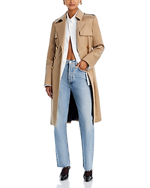 Versace Icons Belted Double-breasted Cotton-gabardine Trench Coat In Desert Beige
