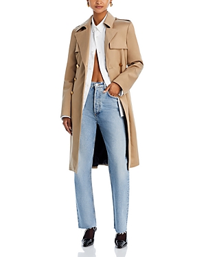 Shop Versace Medusa Gabardine Trench Coat In Desert Beige