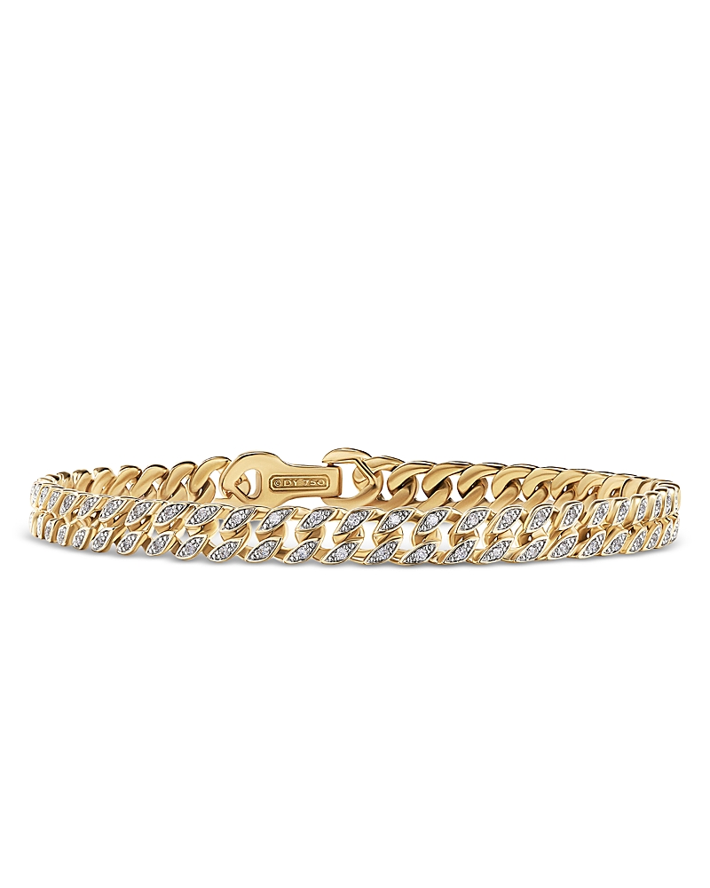 David Yurman Men's Curb Chain Bracelet in 18K Yellow Gold with Diamonds, 6mm