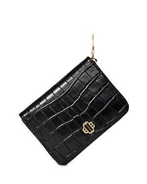 Shop Maje Clover Embossed Leather Wallet In Black
