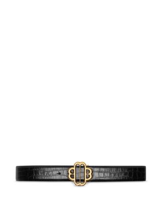 Maje Clover Croc Embossed Leather Belt