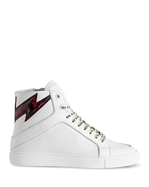 Shop Zadig & Voltaire Women's High Flash Lace Up High Top Sneakers In Power