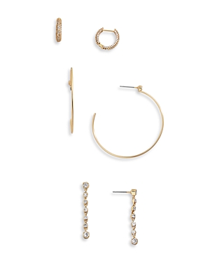 Baublebar Lynn Pave & Polished Hoop & Drop Earrings, Set of 3