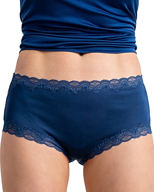 Shop Uwila Warrior Lace Trim Silk Briefs In Blue