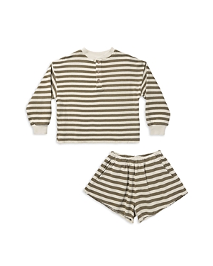 Rylee + Cru Girls' 2-pc. Waffle Knit Long Sleeve Top & Shorts Set - Little Kid In Moss