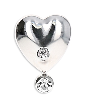 Justine Clenquet Max Crystal Heart Stud Earring In Silver