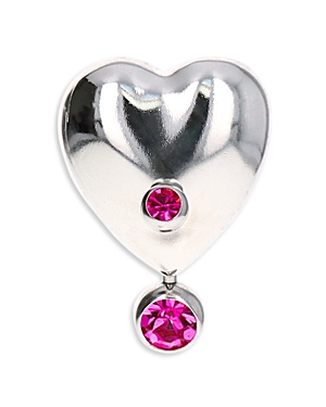 Shop Justine Clenquet Max Crystal Heart Stud Earring In Silver/pink