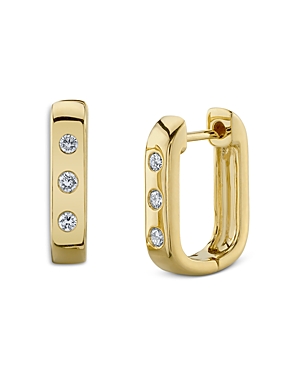 14K Yellow Gold Diamond Bezel-Set Huggie Earrings