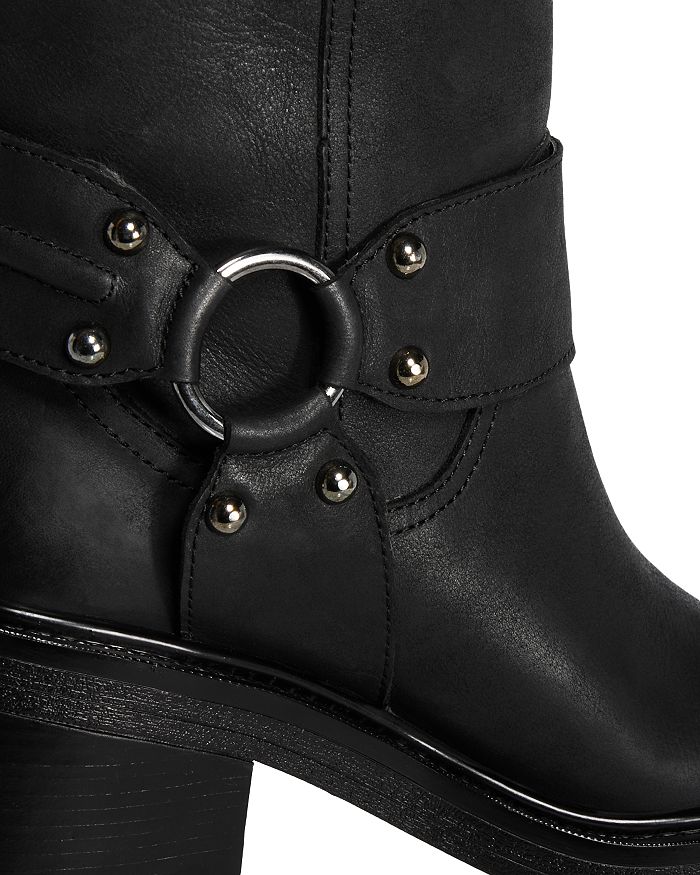 Shop Aqua Women's Buckled Block Heel Moto Boots - 100% Exclusive In Black Leather