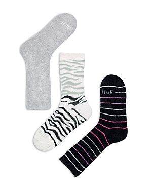 Hue Cozy Velour Sock, Pack Of 3 In Zebra