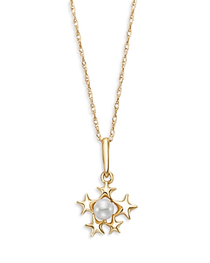 Bloomingdale's Cultured Freshwater Pearl Star Cluster Pendant Necklace In 14k Yellow Gold, 16-18 In White/gold