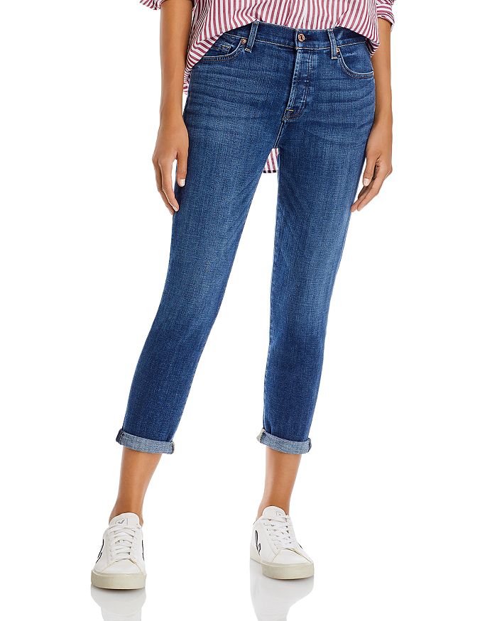 7 For All Mankind Josefina High Rise Cropped Boyfriend Jeans in