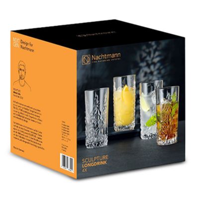 Sculpture Highball Longdrink Glasses, Set of 4
