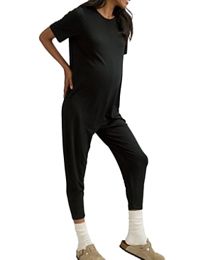 Hatch Collection Walkabout Short Sleeve Maternity Nursing Friendly Jumper In Black