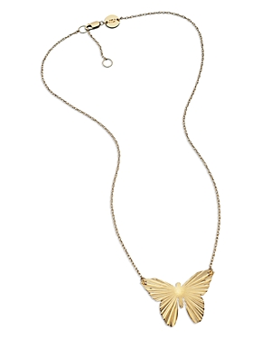 Ivy Butterfly Pendant Necklace in 18K Gold Plated Sterling Silver, 15-16