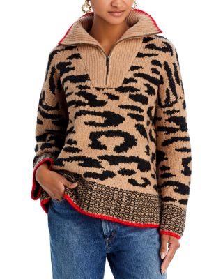 EQUIPMENT Size XS Black and Tan Cheetah Print Wool Pullover For