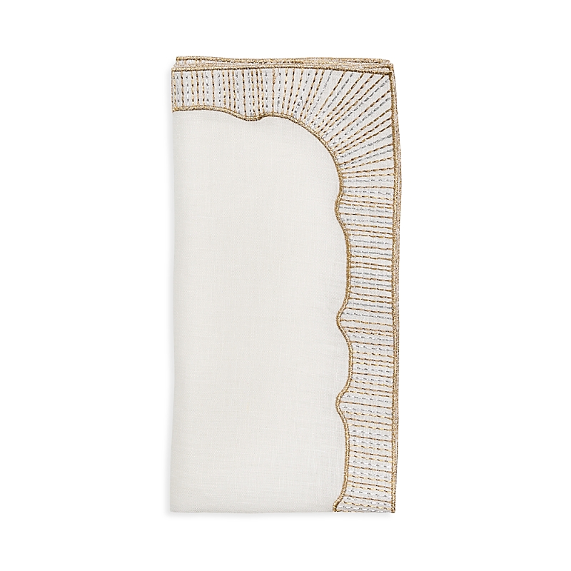 Kim Seybert Frame Napkin In White, Gold & Silver In White/gold/silver