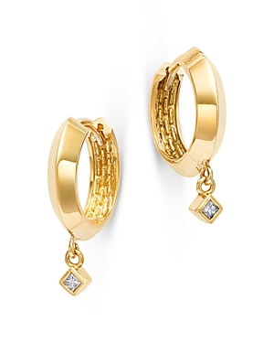 Zoë Chicco Princess Diamond Knife Edge Huggie Hoop Earrings In Gold