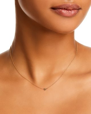 14K Yellow Gold Itty Bitty Symbols Hummingbird Pendant Necklace, 14-16"