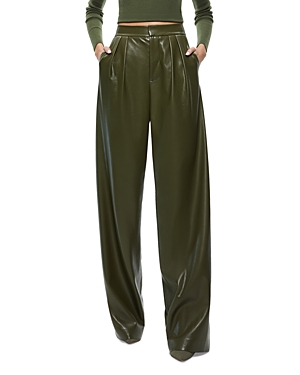 ALICE AND OLIVIA ALICE+OLIVIA POMPEY PLEATED FAUX LEATHER PANTS