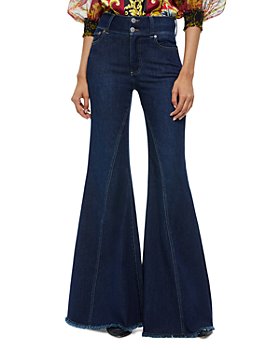 Women Solid Color Blue Hole High Jeans Flares Ankle Fashion Pants Trouser  Rayon Pants for Women (Dark Blue, S)