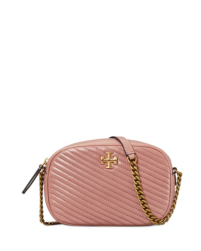 Tory Burch Mini Kira Moto Quilted Leather Top Handle Bag in Pink Magnolia