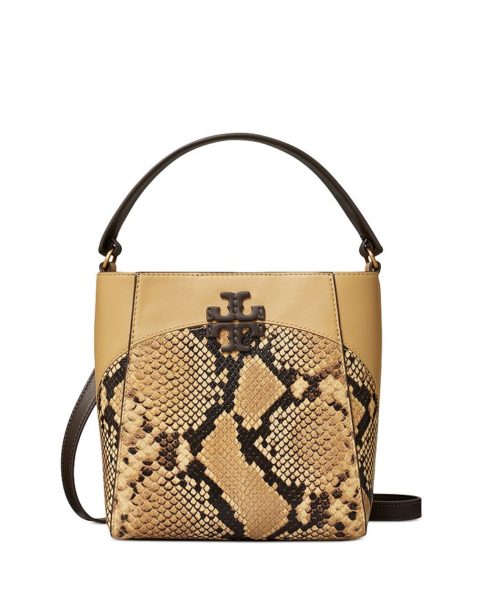Tory Burch McGraw Woven Embossed Small Bucket Bag