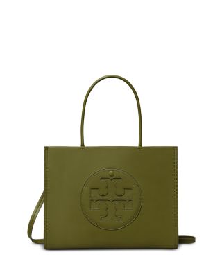 Tory Burch Ella Small Tote In Olive Green/silver