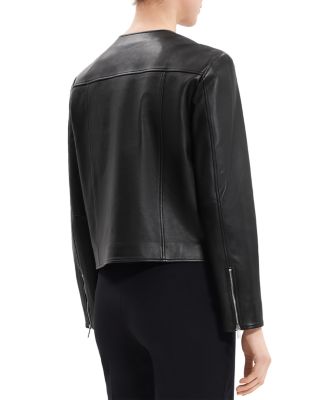 Theory Cropped Leather Jacket | Bloomingdale's