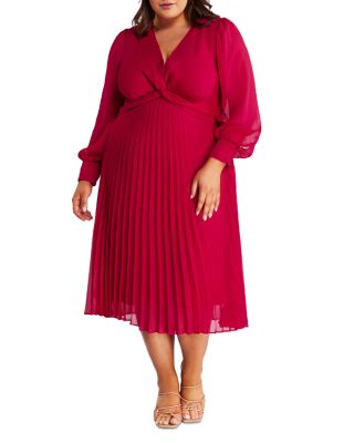 Estelle Plus - Raspberry Pleated Dress