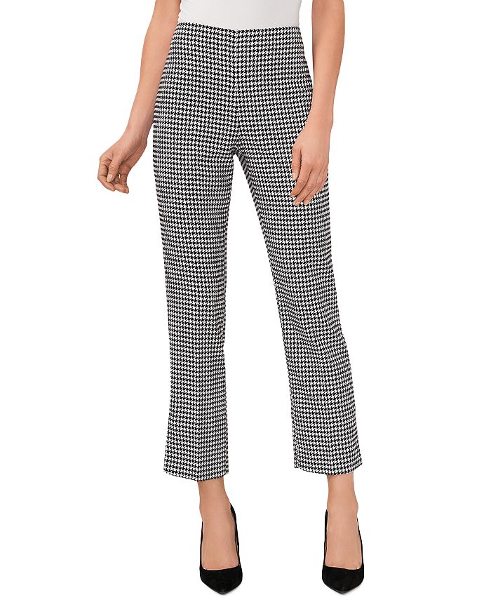 Houndstooth Cropped Straight Leg Pants