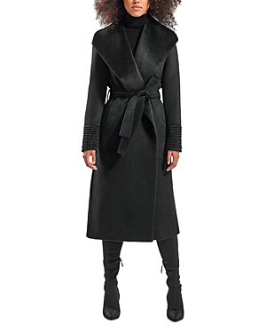 Shop Sentaler Suri Alpaca Blend Shawl Collar Wrap Coat In Black