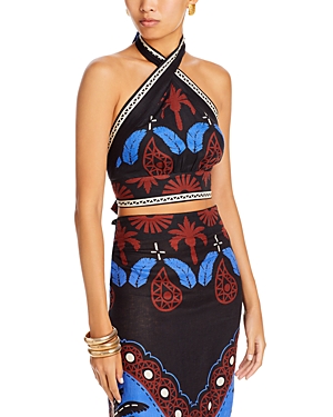 JOHANNA ORTIZ LINEN GRATEFUL WARRIOR CROP TOP