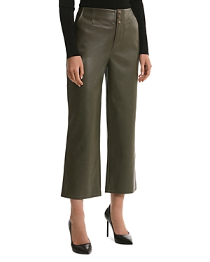 BAGATELLE FAUX LEATHER HIGH RISE WIDE LEG CROPPED PANTS