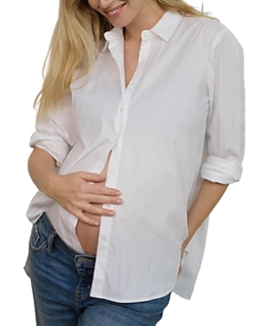 Hatch Collection Nursing Friendly Maternity Classic Buttondown In White