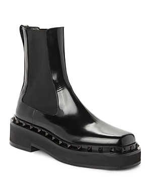 Black M-Way Rockstud patent-leather Chelsea boots, Valentino Garavani