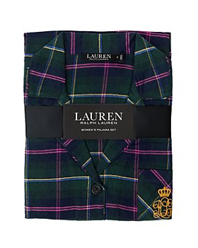 Lauren by Ralph Lauren notch collar capri pajama set in lavender plaid