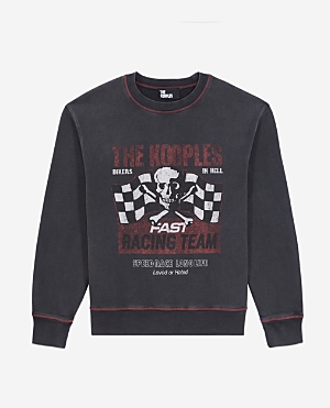 Shop The Kooples Cotton Graphic Print Sweatshirt In Washed Black