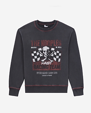 The Kooples Cotton Graphic Print Sweatshirt In Washed Black